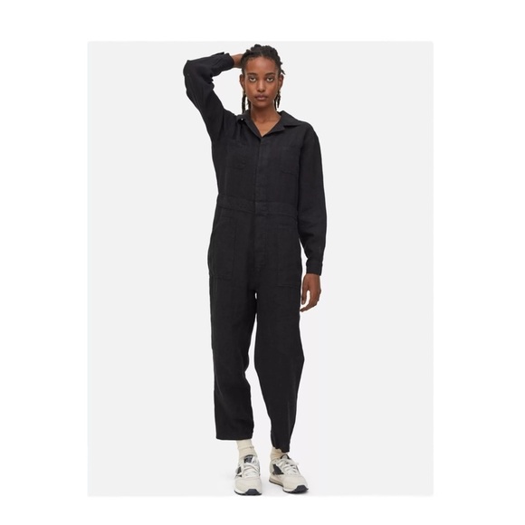 MATE the Label Long Sleeve Linen Jumpsuit in Black NWT - Picture 1 of 6